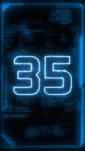 35 Second Countdown Timer Blue Neon Digital Clock with Beep & Alarm Sound cyber video background
