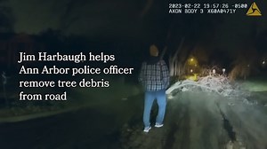 2.4K views · 79 reactions | The Ann Arbor police officer was on scene to remove the tree when Jim Harbaugh pulled up to assist in the removal. Video provided by City of Ann Arbor Police Department. | The Ann Arbor News | Facebook