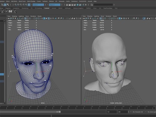 Maya Python 调用Wrap4d功能测试_快速拓扑高模