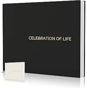 ANDALYT. Funeral Guest Book for Memorial Service.Celebration of Life Guest Book with Memory Table Sign. Linen Cover .Memory Book for Funeral. Funeral Sign in Book for Guests | Black | Memorial Book.