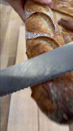 The Perfect French Baguette 🇫🇷 Crispy Outside, Soft Inside–The Real Baguette Secret! #food #bread