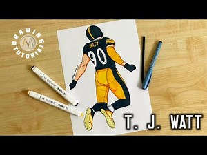 How to draw TJ Watt / How to draw NFL player TJ Watt / Pittsburgh Steelers