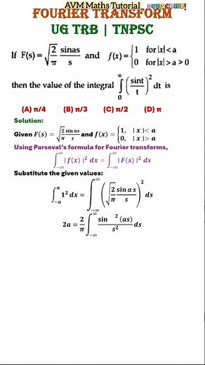 Fourier transforms | Parseval's identity | #tnpscmaths | #ugtrbmaths