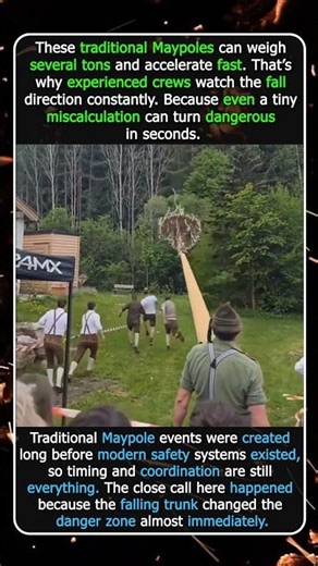 Man Barely Escapes As Massive Maypole Falls