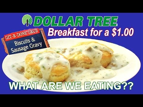 Dollar Tree ONE DOLLAR Biscuits & Sausage Gravy Breakfast - WHAT ARE WE EATING?? - The Wolfe Pit