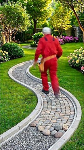 Genius Garden Hack | DIY Glowing Cobblestone Pathway #shorts #diy #garden