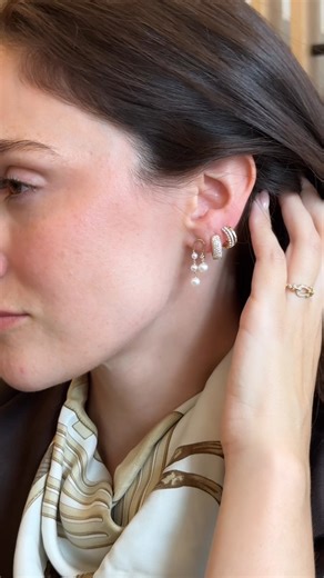 A look minimalist and maximalists can agree on: pearl drops and diamond huggies, paired to perfection! | Effy Jewelry