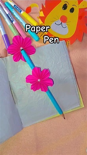 paper pen ❣️🕊️ flower craft ideas for kids/ flower pen ideas 🌷✨ #artscraft #diy #homecrafts #shorts