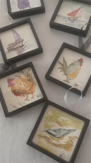 Getting ready for my next event, these little 4 inch frames make great gifts by themselves, can be an ornament, or can hang on a wine bottle when you give it as a gift! #watercolor #originalart #shopsmall #shoplocal #womenartistsofinstagram Nov 8th Saint Peters high school point Pleasant Beach 9am- 3pm | Donna Recine Bruton