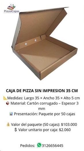 CAJA DE PIZZA SIN IMPRESION 35 CM