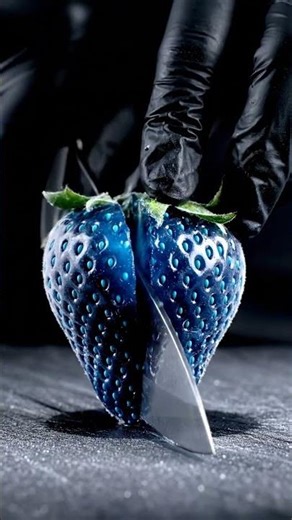 ASMR Midnight Blue Strawberry — Obsidian Blue Body × Cyan Capillary Freckles