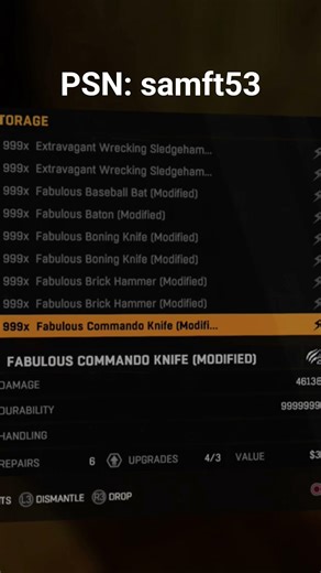 Dying Light 1 modded weapons ps4/ps5