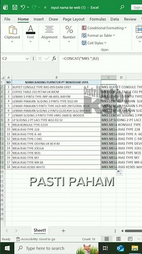 Rumus CONCAT di Excel untuk Menggabungkan Data