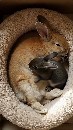 "Adorable Duo: Two Bunnies Jumping in a Cardboard Box!"