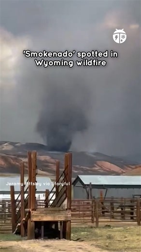 A swirling tower of smoke loomed over the Red Canyon Fire in Hot Springs County, Wyoming, last week. The fire has scorched more than 124,000 acres but is 80% contained as of Wednesday. | WeatherBug