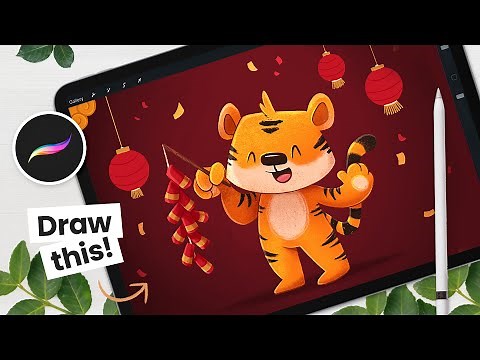 How To Draw A New Year Tiger, from sketching to shading • Procreate Tutorial