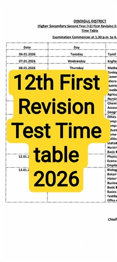 1st Revision test time table for 12th|2026|#vjalerts