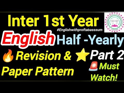 Inter 1st Year English Revision Part 2 📚 Half-Yearly 🔥 Complete Explanation ✅ #inter1styear