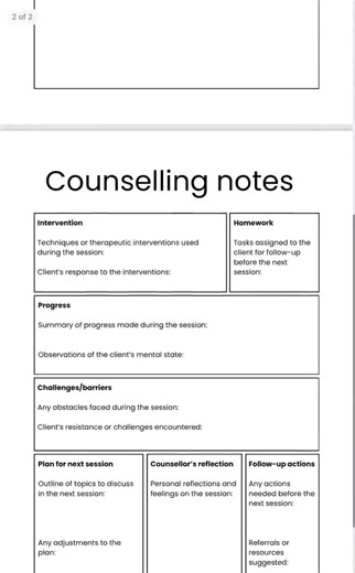 Counselling Notes Template: Therapist Client Record (PDF) - Etsy Sweden