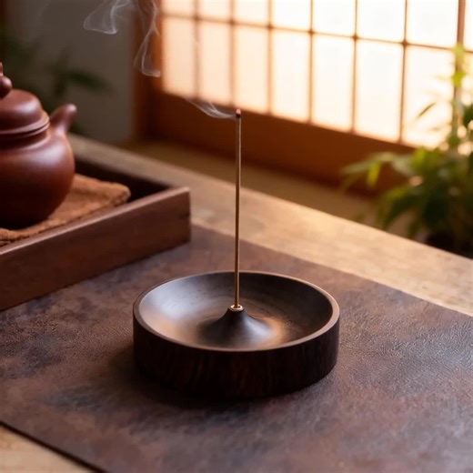 Handmade Black Walnut Incense Holder – Minimalist Wooden Stick Burner, Round Tray for Meditation, Tea Ceremony & Zen Home Decor - Etsy