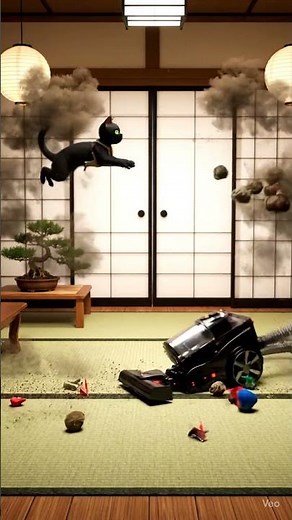 Ninja Cat vs. The Evil Vacuum | Epic 3D Animation Battle!