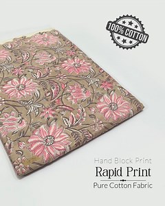 Floral Hand Block Print Cotton Fabric: Lightweight Dressmaking Material - Etsy