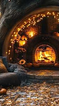 🏡 Cozy Hobbit Halloween Fireplace 🎃 Magical Autumn Ambience | Relaxing Fire & Forest Sounds