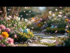 Easter Garden Ambience Screensaver Spring Garden Easter Eggs Music and Nature sounds for Relaxation