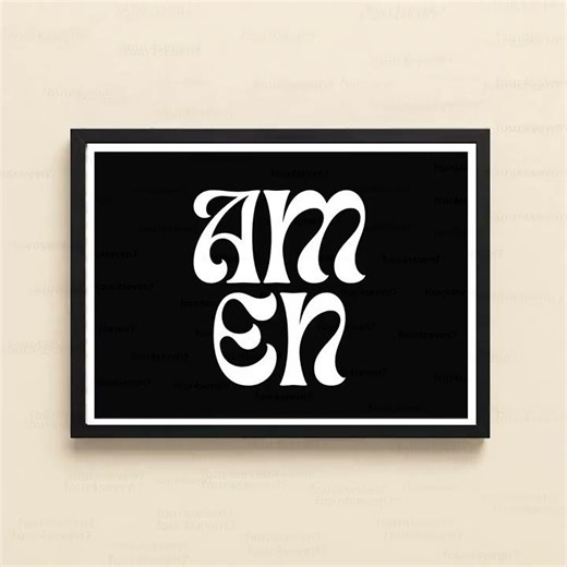 Printed artwork "Amen" classic wall art, unique printable decor, bold calligraphy, special gift,#usa