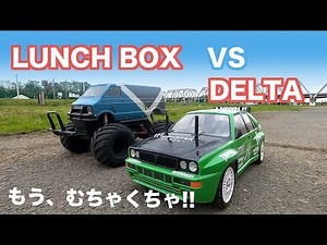 Tamiya RC CAR - Lancia delta integrale tt02 vs Lunch Box SANWA MX-6 FUTABA 3PV