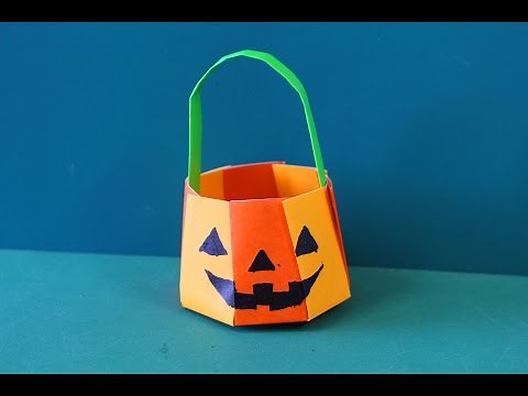 Origami "Bag of pumpkin" 折り紙「かぼちゃのかばん」折り方