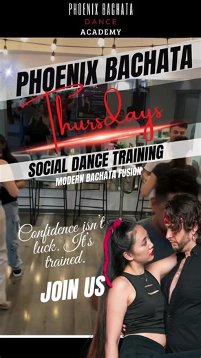 Carlos Yohan Jakobs on Instagram: "🔥 THURSDAYS — CONFIDENCE IS TRAINED 🔥 Confidence isn’t luck. It’s trained. If you want to feel confident dancing bachata socially in Phoenix, you have to train the right way. Our Thursday Social Dance Training is built to help you: ✔️ Feel comfortable dancing with different partners ✔️ Improve connection, timing, and control ✔️ Apply Modern Bachata, Sensual Bachata, Urban Bachata, and Bachazouk naturally ✔️ Stop overthinking and start enjoying socials This is