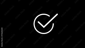 White check mark icon animation. Animated check mark symbol showing approval or success. Successful symbol, check mark, tick mark.