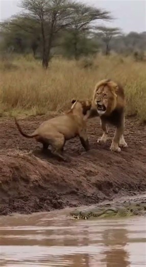 Lion vs. Crocodile: A Fight for the Watering Hole! 🦁🐊