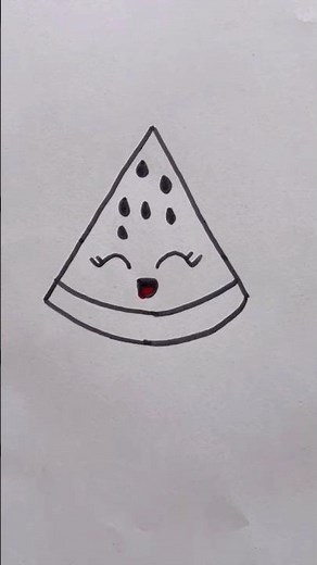 How to Draw a Watermelon / Step-by-Step Guide to Drawing a Cute Red Watermelon