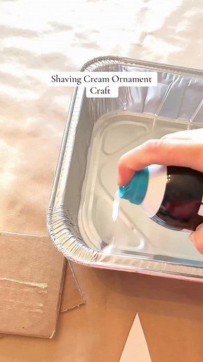 17K views · 1.3K reactions | Shaving cream process art DIY hanging ornaments ! Using shaving cream and food colouring! We placed cut out card stock ornaments into the mixture and scraped the excess! Let it dry and place packing tape over it or laminate for extra durability! NOT taste safe. Adult supervision is required! #ornaments #christmas #crafts #diycrafts | mumbee_hive | Facebook