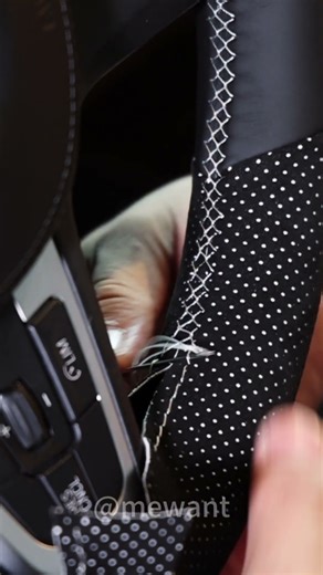 DIY Steering Wheel Cover Stitching Close-up 🧵 (Satisfying) #shorts