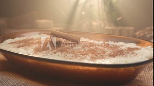 Traditional Brazilian sweet called rice pudding with cinnamon