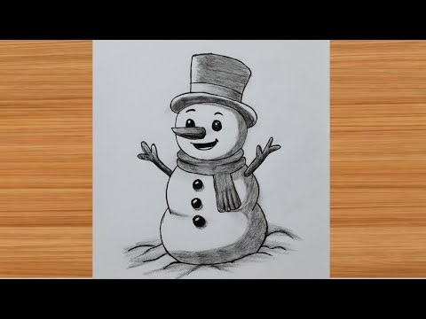 How to draw an easy snowman picture, step-by-step tutorial on how to draw an easy winter picture.