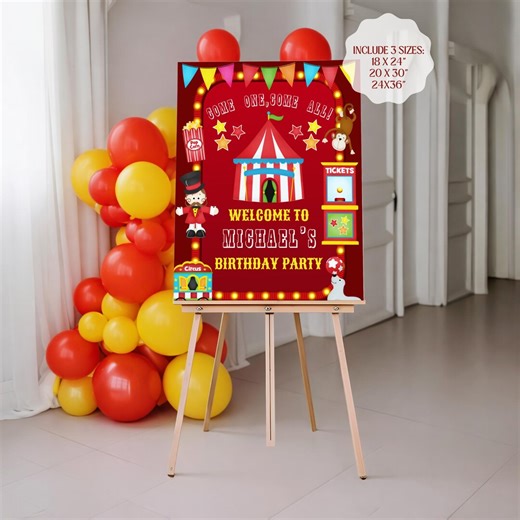 Carnival Birthday Welcome Sign, Circus Party Birthday Welcome Board Template Digital Download - Etsy