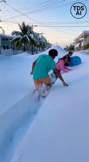 Key West Residents Spotted Walking Through 6 Feet of Snow Video circulating from Key West, Florida, shows residents calmly attempting to walk through an unexpected six feet of snow, an event experts confirm was not on the forecast, the climate models, or anyone’s bingo card. The footage captures people trudging through towering snowbanks where palm trees are normally thriving, sinking with every step while visibly questioning reality itself. Flip-flops are nowhere to be seen, and several residen