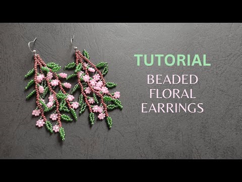 How to make twigs with leaves and flowers earrings, beaded earrings handmade