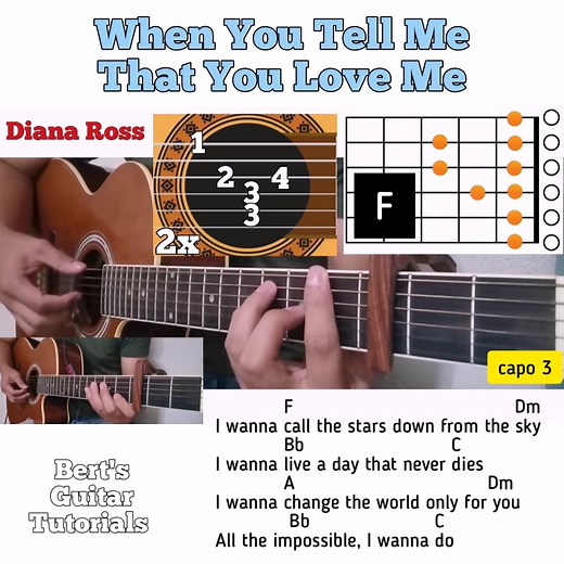 When You Tell Me That You Love Me - Diana Ross guitar chords w/ lyrics & plucking tutorial | Bert's Guitar Tutorials
