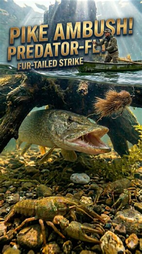 Pike Ambush: Predator-Fly vs Fur-Tailed Strike 🎣 #fishing #shorts