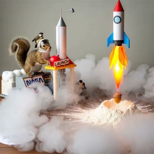 Nutstronaut Launch! 🚀🐿️ #squirrelcartoon #funnyanimals #animalcartoon