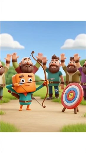 Cute Cartoon Hits Perfect Arrow Shot 🎯 | One Take 10s Animation 😍