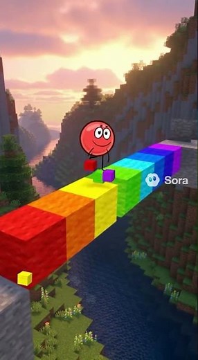 #redball4 Builds Rainbow Bridge in #minecraft