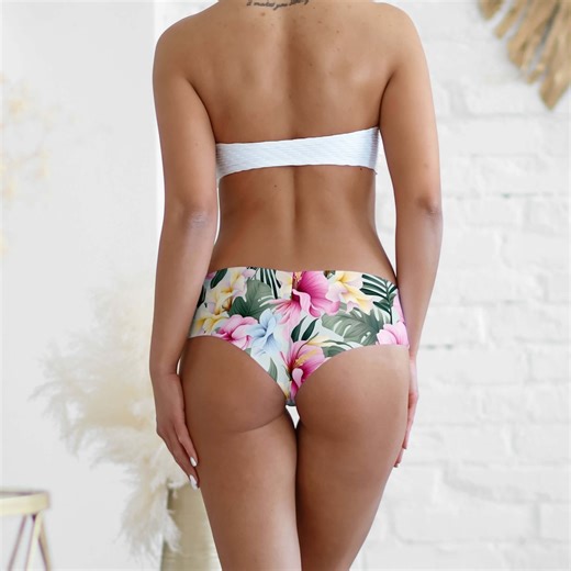 Seamless Reversible Bikini Bottom – Tropical Hawaii Floral Cheeky Swimwear - Etsy UK