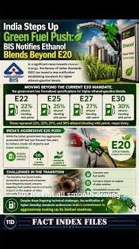 India's Green Fuel Push: BIS Approves E22 to E30 Ethanol Blending! 🌱⛽