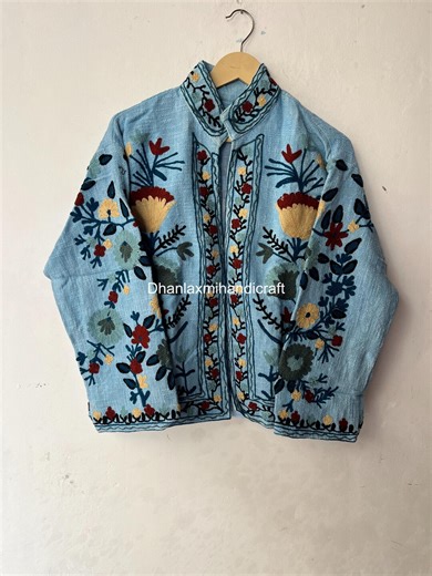 Uzbek Embroidery Suzani Jacket Indian Handmade Winter Coat Women Cotton Floral Print Overcoat Unisex Open Front - Etsy Canada